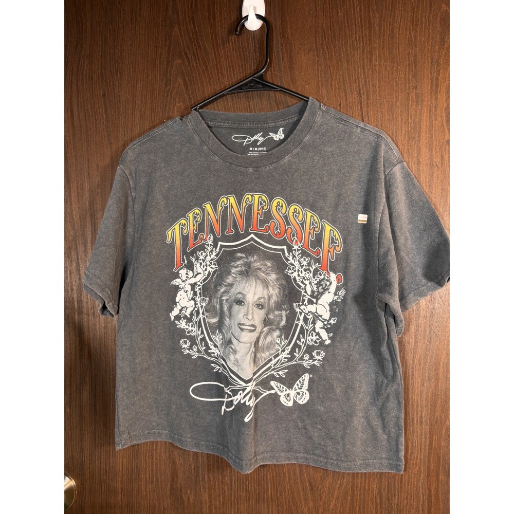 Dolly Parton Tennessee Graphic Tee Size Medium Acid Wash Cropped Band Country